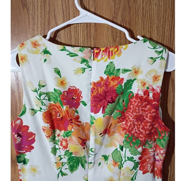 AGB Floral Sheath Dress Sleeveless Garden Party Career Chic Size 8 Brunch Spring - Picture 9 of 10